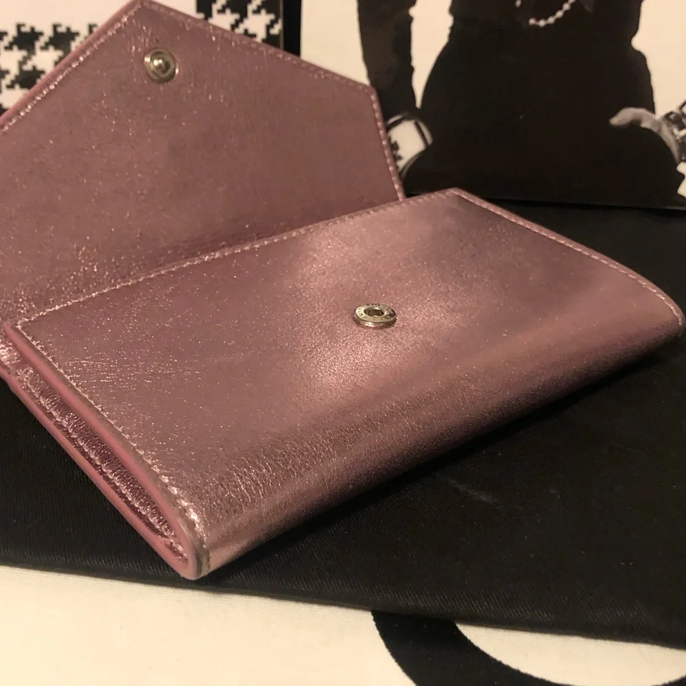 YSL Yves Saint Laurent Azalea Metallic Pink Wallet Rare - Picture 15 of 16